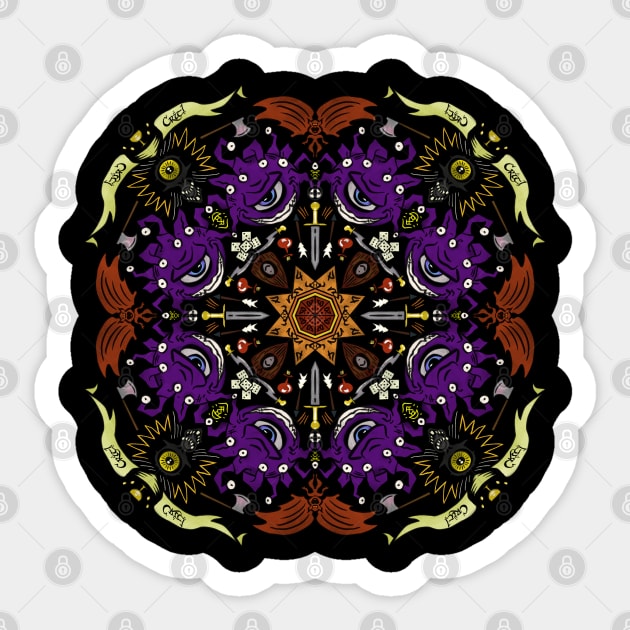 Dungeons and Dragons Beholder Mandala Color Version Sticker by podmastermike